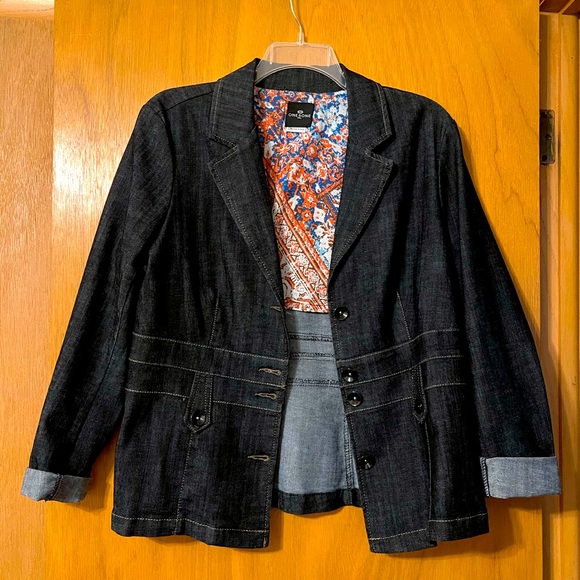 Fitted Navy denim blazer size XL - Picture 1 of 4